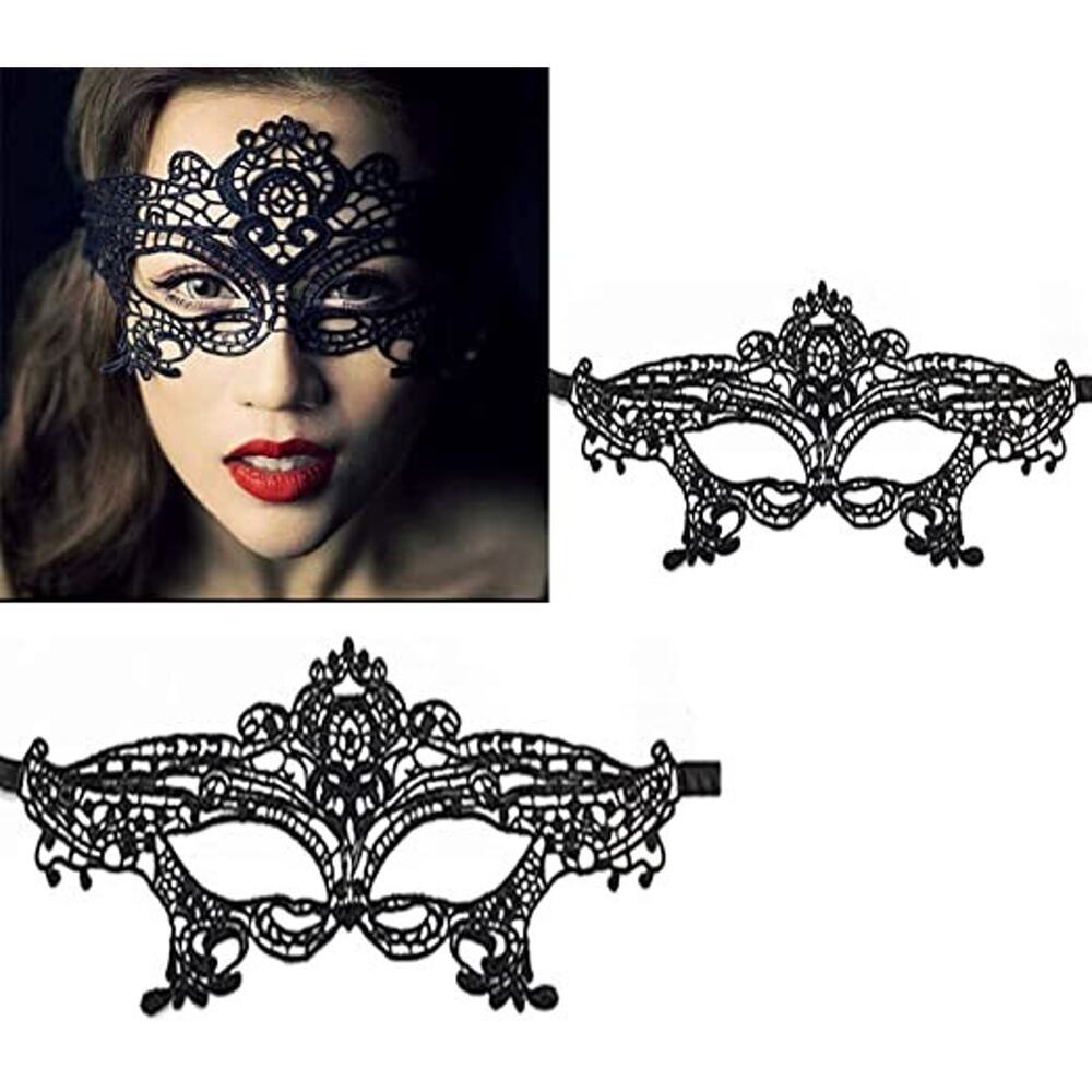Black Lace Eye Mask Party Masquerade Mask Costume Party For Women (2 Masks Only)